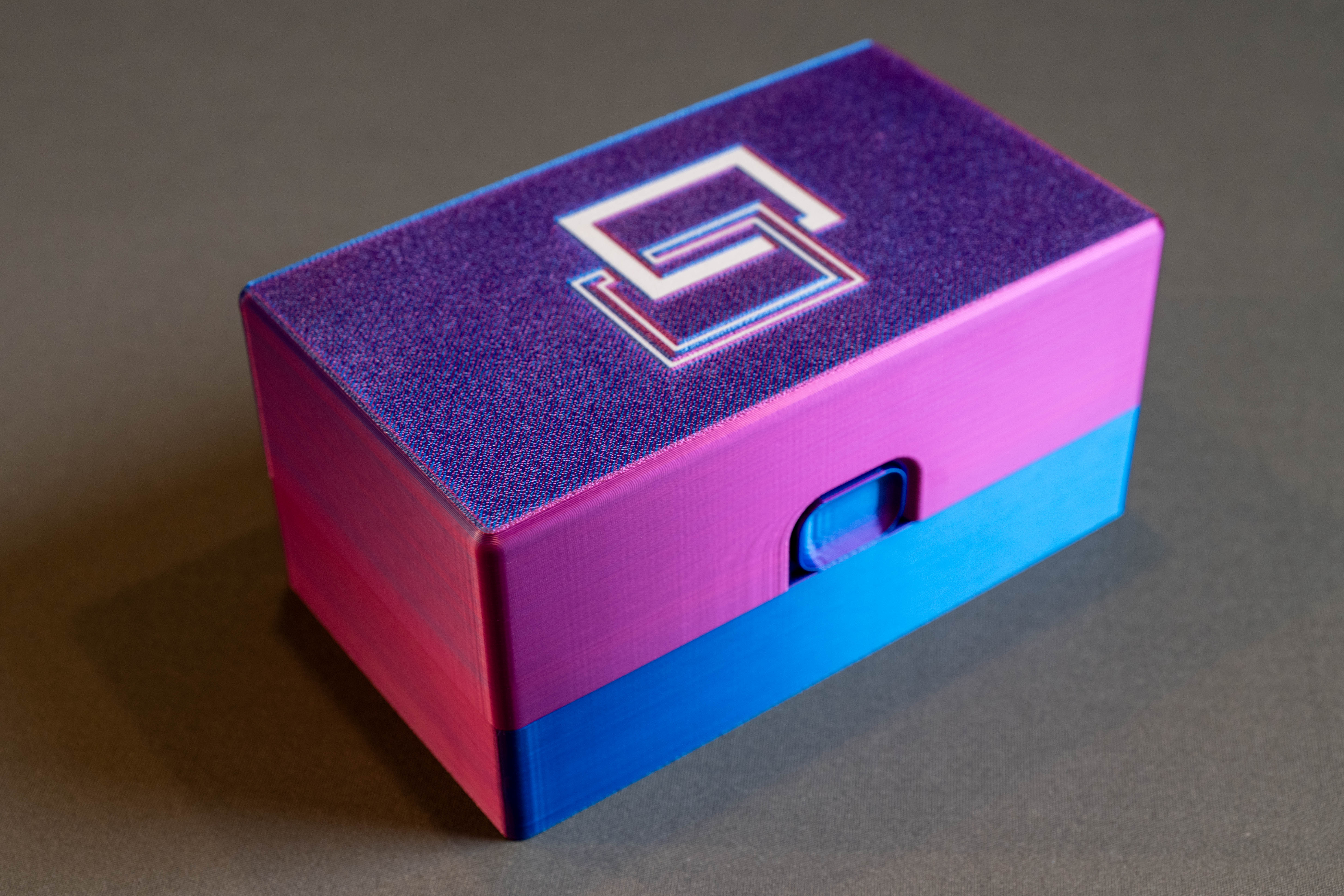 Blue and purple multicolor 3D printed poker chip storage box