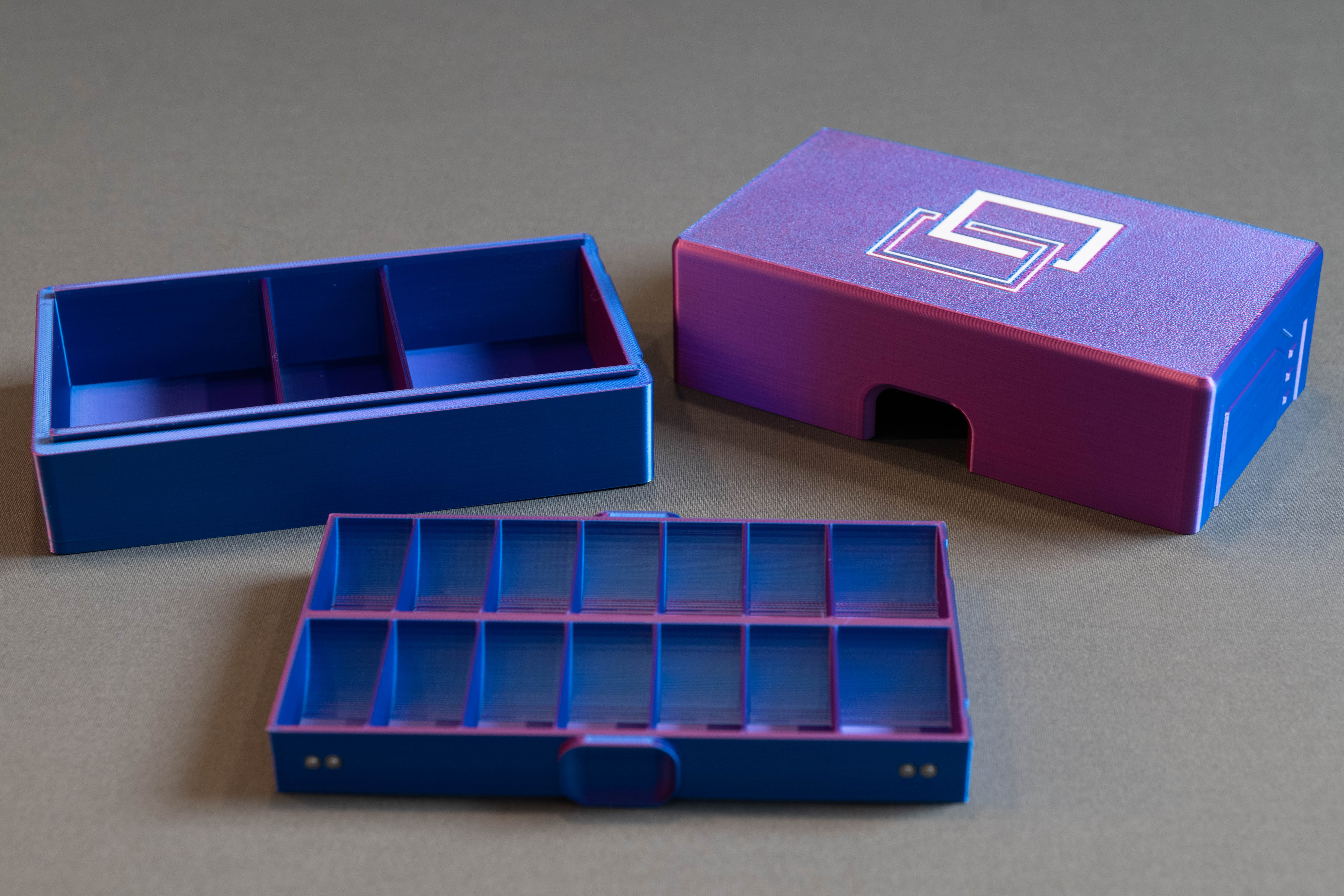 Multicolor storage box interior