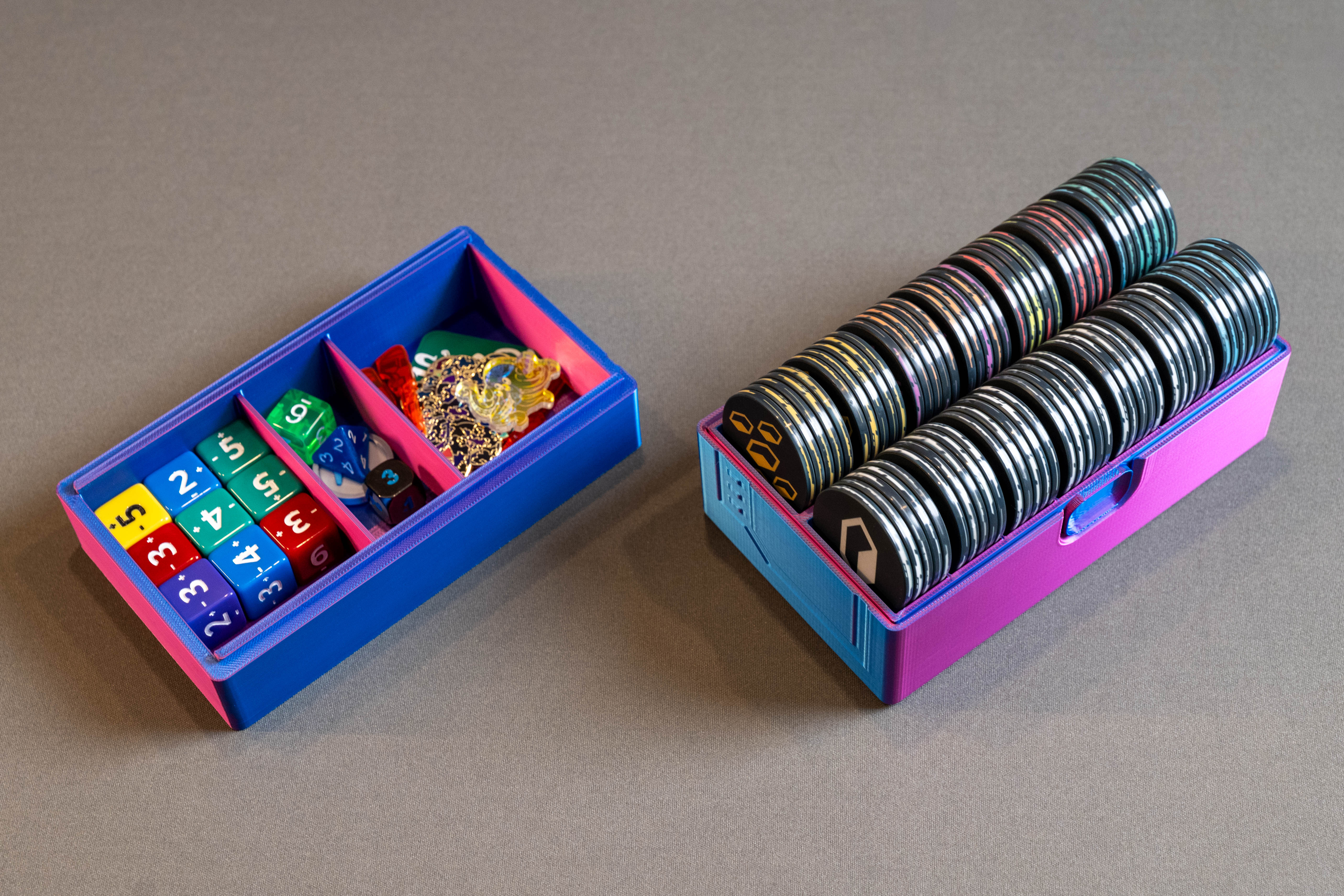 Multicolor storage box with chips