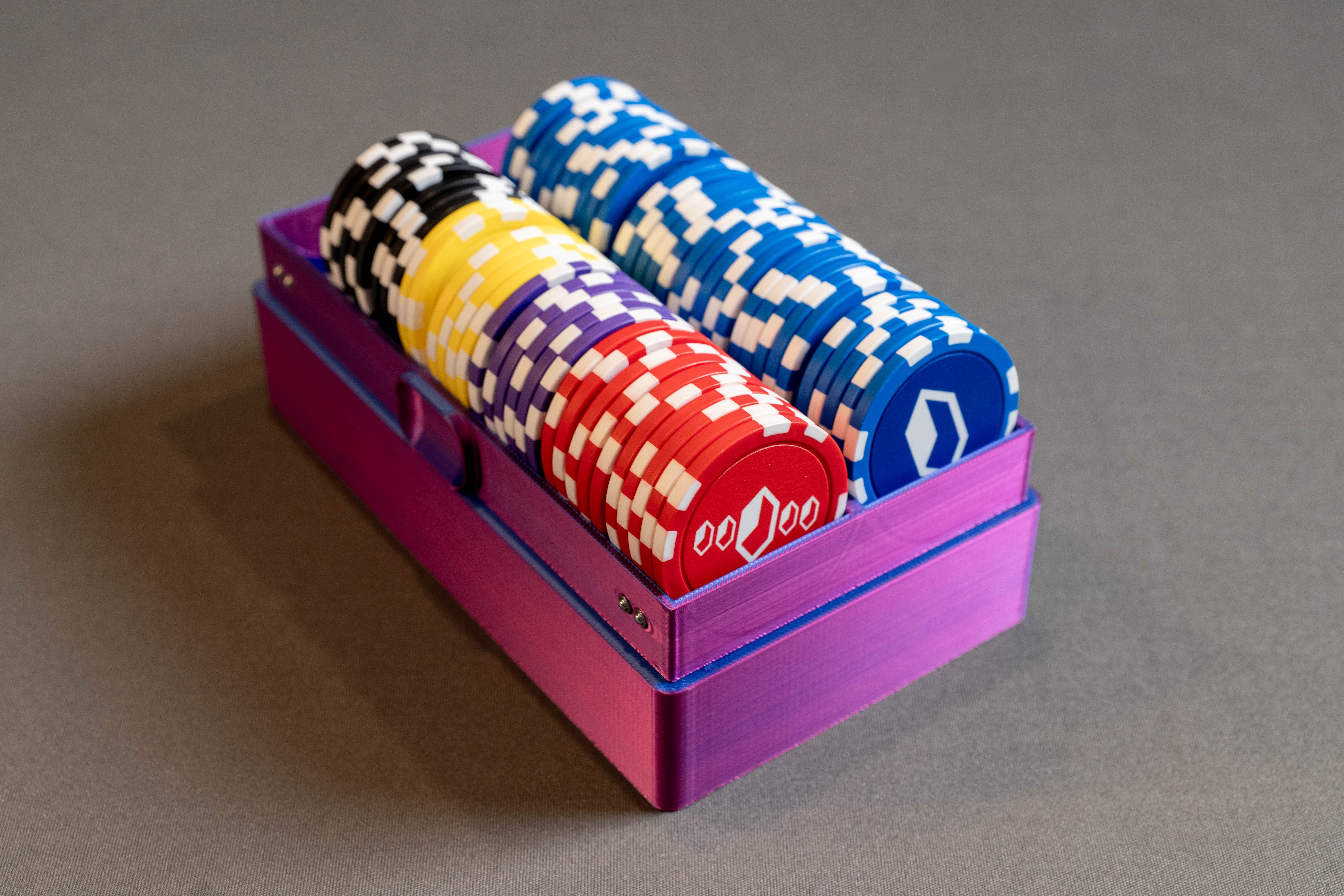 Multicolor storage box full of chips