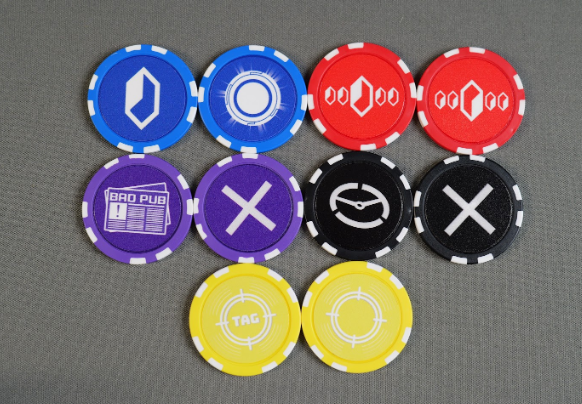 Flat layout of composite poker chip symbols
